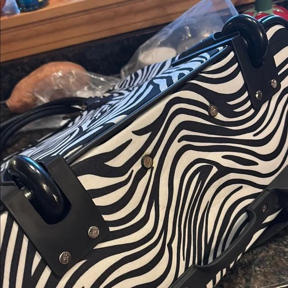 NWT Calpak Zebra Print Rolling Tote Zanny Bag Carry On - Picture 4 of 12